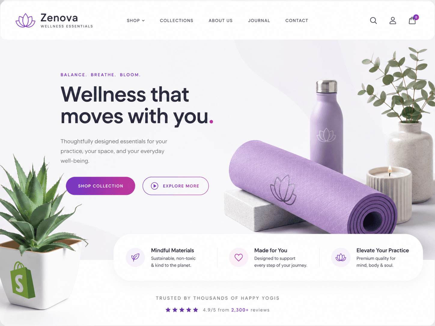 A polished Shopify wellness storefront designed by CartLabs